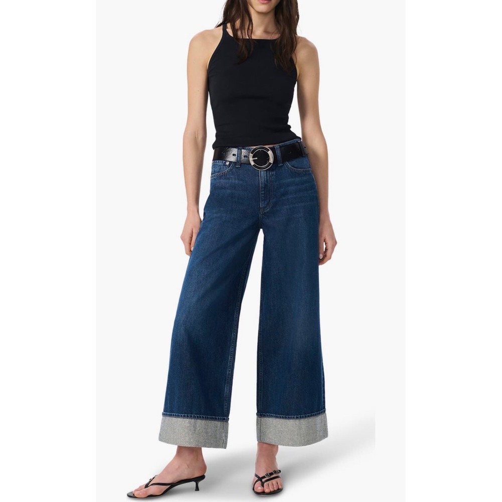 NEW Rag‎ & Bone Sofie Jewel Cuff High Rise Ultra Wide Leg Denim Jeans Glam 30